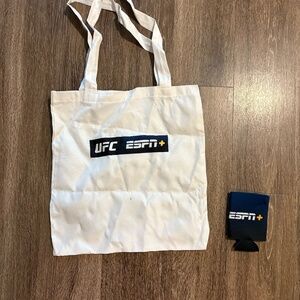 ESPN+ UFC White Tote Bag with Koozie